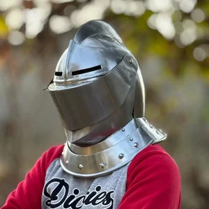 Casco medieval cerrado de metal visera de batalla Larp caballero cosplay casco armadura - Imagen 1 de 7