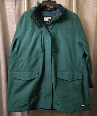 LANDS END Jacket Classic Hooded Squall Coat Women's Size 2XL 20W-22W Green - Image 1 of 4