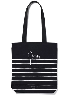 Bolso de Mano Peanuts Snoopy Minimal Rayas de Lona - Negro Foto 1 de 4