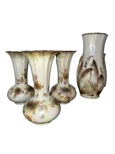 Lusterware Maiglöckchen Set eine 7,5 Zoll Vase & (3) 5 Zoll Knospenvasen - Vintage - Bild 1 von 6