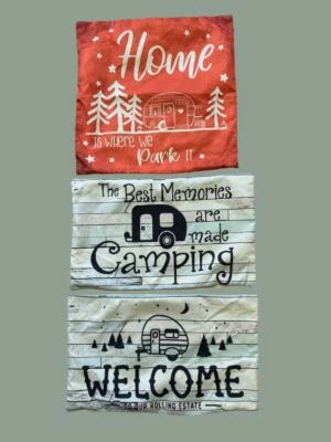 Decor Pillow Covers "Home is where the Park is" Travel teardrop Trailers Set 3 - Image 1 of 4
