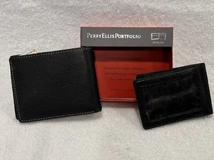Perry Ellis Portfolio Men`s Passcase Leather Wallet Black NEW w/ Tags Box Valet - Picture 1 of 19