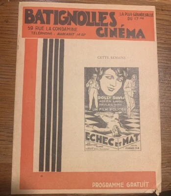 PROGRAMME BATIGNOLLES CINÉMA .PARIS 17 ÉME.NOVEMBRE 1931. - Photo 1/2