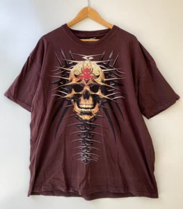 VTG Y2K 2005 David Penfound Skulbone Brown T-Shirt Skull Size XXL (Fits L - XL) - Picture 1 of 8