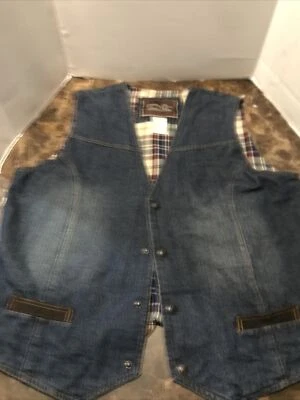 Cripple Creek Hombres Jeans Chaleco Franela Forrado Cuero Bolsillo Borde Talla Grande Foto 1 de 4