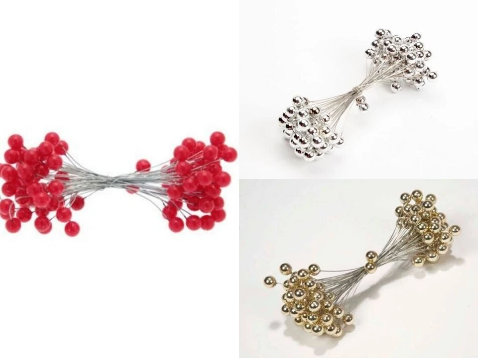 HOLLY BERRIES WREATH MAKING RED,GOLD AND SILVER CHRISTMAS DECORATIONS CRAFTS