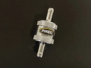PINGEL SS5C CHROME DRAGBIKE 3/8" INLET 3/8" OUTLET BILLET ALUMINUM FUEL FILTER - Picture 1 of 1