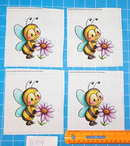 4 Piezas 4"x4" Todas las Mismas Abejas 100% Algodón Tela Panel Costura Acolchado Bloques B104 - Imagen 1 de 2