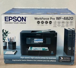 Epson Workforce Pro WF-4820 Wireless All-in-One Color Inkjet Printer Black Large - Picture 1 of 6
