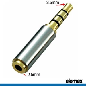 2.5 mm Female to 3.5 mm Male Headphone Mic Audio Jack Plug Stereo 4 Pole Adapter - Foto 1 di 2