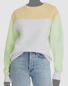$64 Sundry Women's White Yellow Colorblock Wool Cashmere Sweater Top Size 3 - Picture 1 of 1