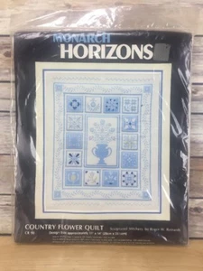 Vtg 1985 Country Flower Quilt Sculptured Stitchery Kit 11"x14" Monarch Horizons - Picture 1 of 5