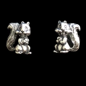Sterling Silver 925 Squirrel Cartoon Stud Earrings USA Made Surgical Steel Post - Picture 1 of 4