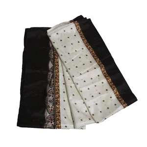 Indian Vintage Saree Indian Women Wrap Dress Brown Used Sari Drape Printed 5YD - Picture 1 of 7