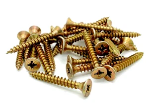 WOOD SCREWS 5 x 50mm MULTI PURPOSE 10 x 2" POZI COUNTERSUNK YELLOW YZP (44) - Picture 1 of 9