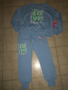NEW, GIRLS JUSTICE CREW SWEATSHIRT & JOGGER OUTFIT, SIZE X-SMALL (5/6) - Picture 1 of 5