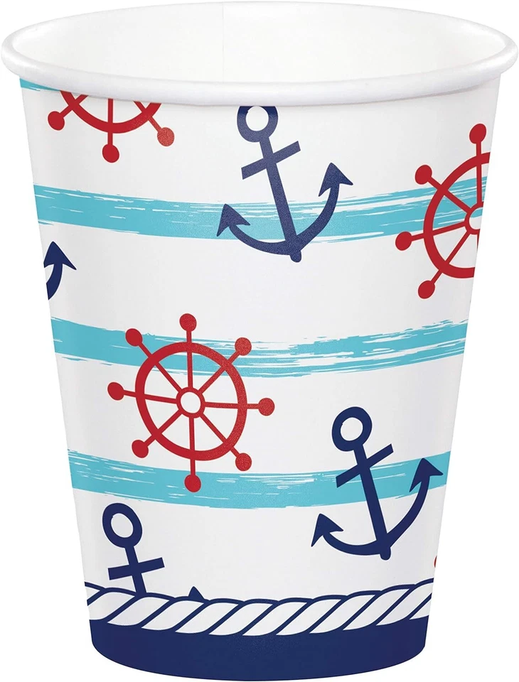 Nautical Sea Boat Anchor Ship Yacht Baby Shower Party 9 oz. Paper Cups - Image 1 of 1
