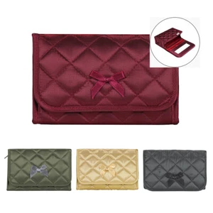 NaRaYa Cosmetic Bag Makeup with Mirror Small Travel Purse Quilt Flap Bag Satin - Picture 1 of 13