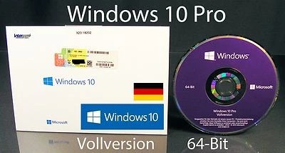 Microsoft Windows 10 Pro Vollversion SB 64-Bit mit Hologramm-DVD DE OVP NEU - Bild 1 von 4