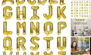 Letter Balloons 16 Inch Mylar Foil Alphabet Letter A-Z Balloons Set for Gold - Picture 1 of 8