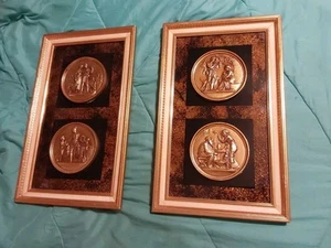 Vintage Set MCM Turner Wall Art Greek Roman Medallions 17.5" X 12.5" GC - Picture 1 of 12