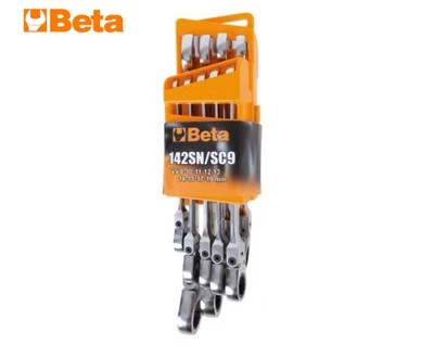 Serie 9 chiavi a cricchetto Beta Tools 142SN/SC9 combinate snodate con supporto - Immagine 1 di 3