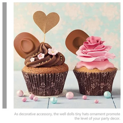  30 Pcs Cowgirl Cake Decorations Mini Hats for Party Western Cupcake Toppers - Image 1 of 4