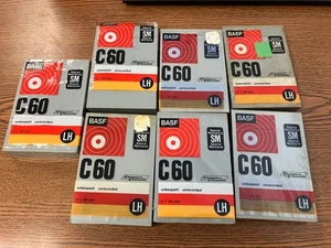 Seven (7) BASF LH C- 60 CLAM SHELL CASE 1971 BLANK CASSETTE TAPE (SEALED) - Picture 1 of 4
