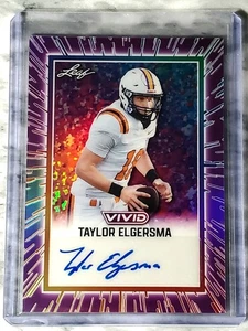 Taylor Elgersma 2025 Leaf Vivid Football Purple Prismatic Auto 2/7 Winnipeg CFL - Bild 1 von 2