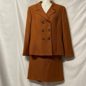 Traje Falda Le Suit 2 Piezas Talla 14 Marrón Oxidado Spice Rhone Weave Business - Imagen 1 de 11