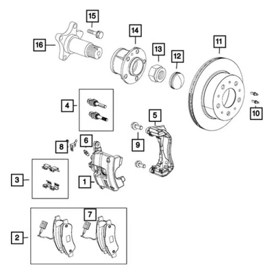For Ram ProMaster 1500 2014-2018 Ram 68230095AC Rear Disc Brake Pad Set Foto 1 de 4