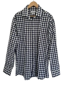 CALVIN KLEIN | Men's Slim Fit Check L/S Shirt | Size 43/92 | NAVY / White - Picture 1 of 3