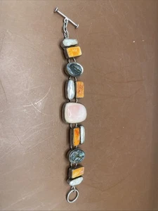 Sterling Silber Multi Edelstein Armband mit Knebelverschluss  - Bild 1 von 7