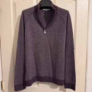 THE CASHMERE PROJECT Medium Plum 1/4 Zip Birdseye Cashmere Sweater Quiet Luxury - Bild 1 von 9