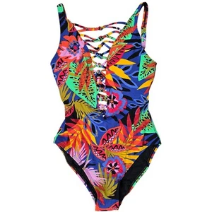 Bleu Rod Beattie Night Safari printed lace down one-piece swimsuit 4 NWT - Picture 1 of 7