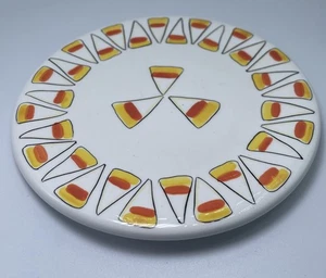 Vintage Bath and Body Works Halloween Candy Corn Candle Plate Holder 1999 - Picture 1 of 4