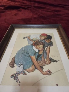 ☆ Marbles Champion 1939 by Norman Rockwell Vintage Framed Print ☆ - Picture 1 of 4