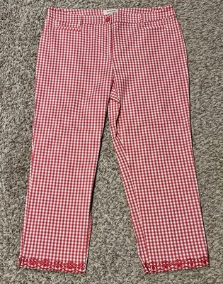 Talbots Pants Womens 14 Red Checkered Embellished Casual MINT CONDITION - Image 1 of 4