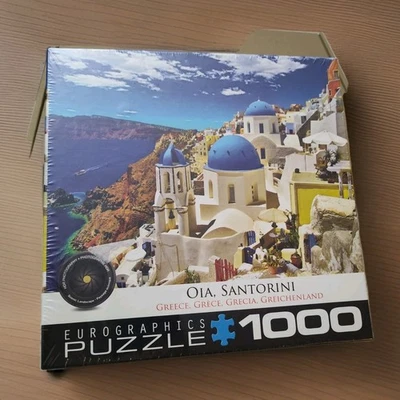 Eurographics Jigsaw Puzzle Oia Santorini Greece 1000 pc 19-1/4" X 26-5/8"  - Image 1 of 3
