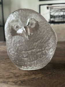 Vintage Mats Jonasson Signed Lead Crystal Handmade Baby Owl Paperweight Sweden - Picture 1 of 5