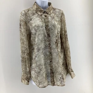 NEXT Snakeskin Print Sheer Blouse Women’s Long Sleeve Button-Up Shirt UK 10 - Picture 1 of 8