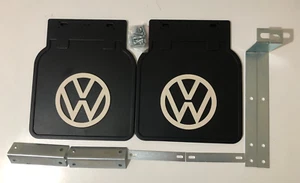 NEW 2 Vw Bug Mud Flap with BRACKETS for 1950-ON FITS ALL BUGS 111821805W PAIR - Picture 1 of 5