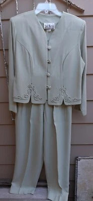 Chaqueta y pantalones a juego para mujer de colección años 80 verde pastel de Sheri Martin EE. UU. Talla 10 Foto 1 de 4