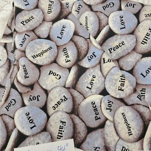 David Textiles Novelty Fabric Inspirational Stones Peace Love Joy 2 Yards - Picture 1 of 5