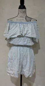 All Saints Women's Sacha Tencel Ruffle Playsuit Romper Bleach Indigo Blue Size S - Picture 1 of 8