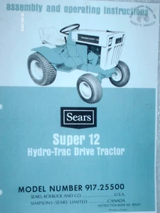 917.25500 Sears Suburban SS12 Hydro-Trac Traktor - Bedienungsanleitung auf CD (USB verfügbar.) - Bild 1 von 1