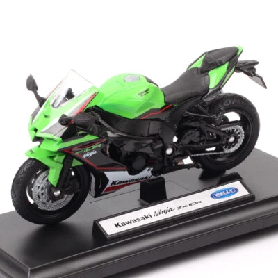 1/18 Scale Welly 2021 Kawasaki Ninja ZX10R Motorcycle Diecast Model Toy Green - Image 1 of 4