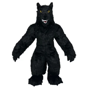 Inflatable Black Wolf Costume Fursuit Adult Halloween Plush Mascot Cosplay Party - Picture 1 of 9