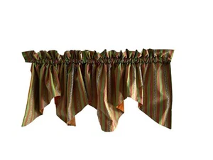 Set of 2 Homemade Valances Green Pink Orange Scalloped Lined 88" X 19.5" - Bild 1 von 8
