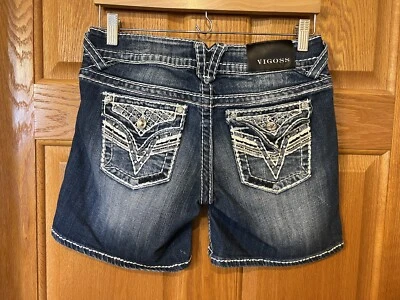 CL29 Vigoss New York Short Dark Wash Embellished Denim Shorts Womens 1/2 - Image 1 of 4